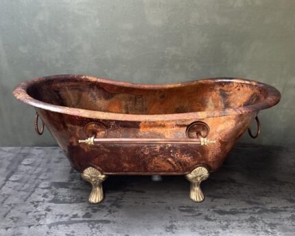 Clawfoot Copper Bathtub, Copper Soaking Tub With Patina Finish